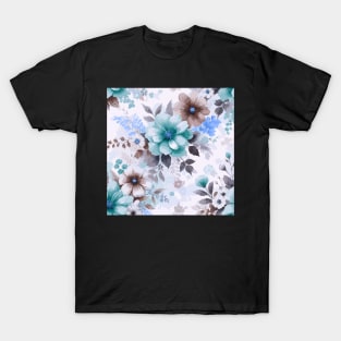 White Sky Blue Spring Flowers T-Shirt